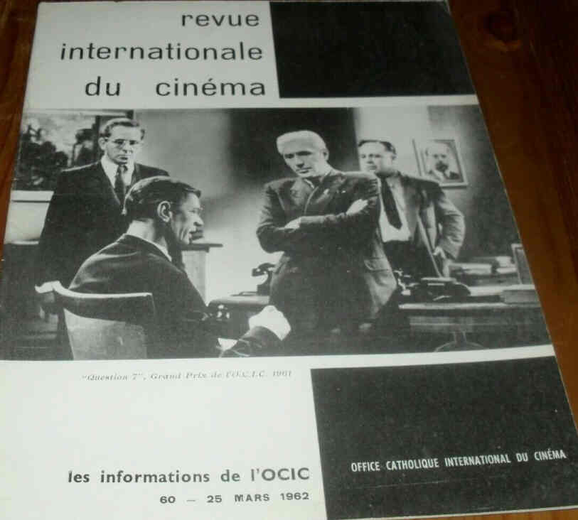 REVUE INTERNATIONALE DU CINEMA magazine side cover Issue 60 March 1962