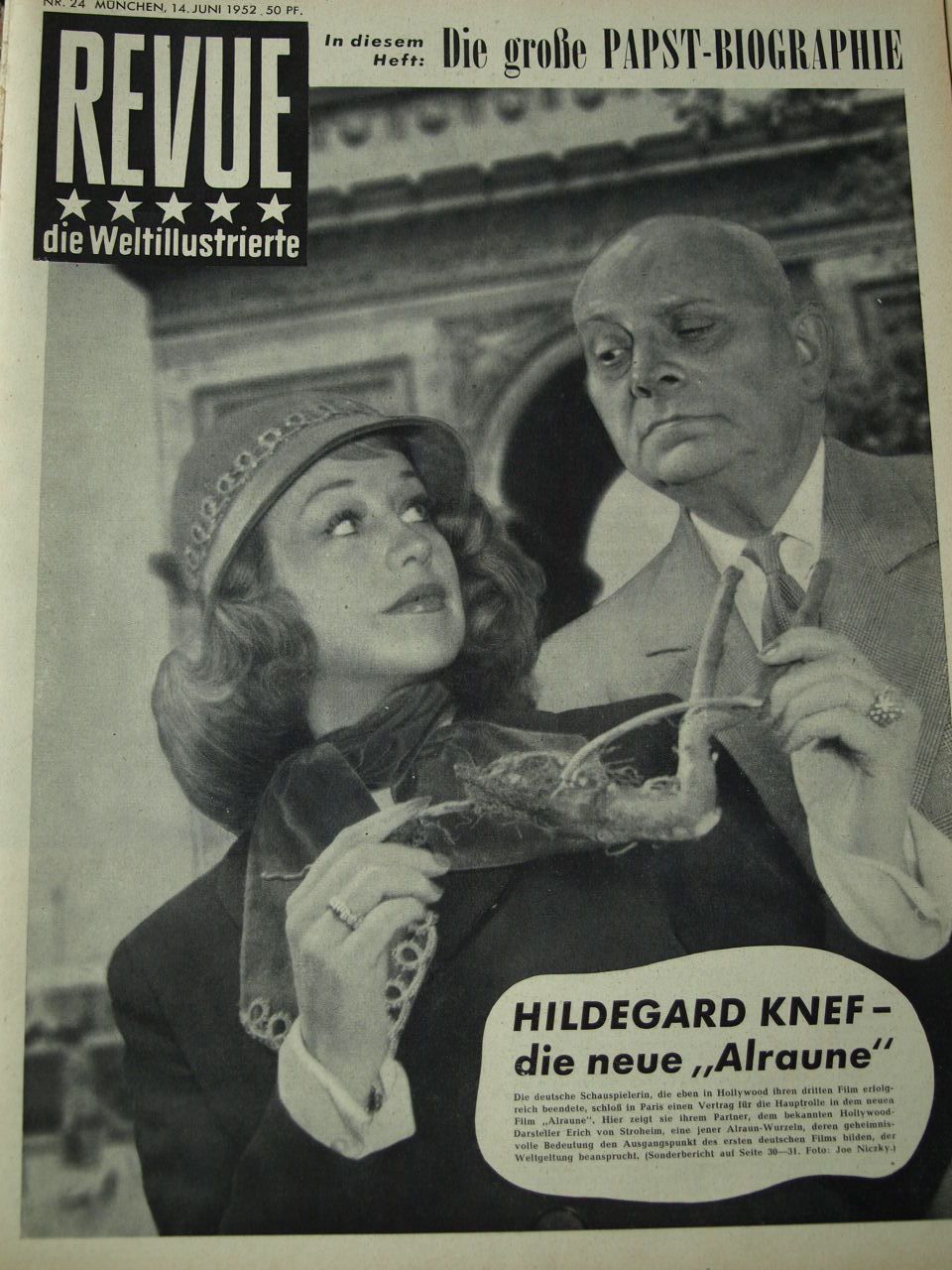 REVUE DIE WELTILLUSTRIERTE magazine side cover 14 June 1952
