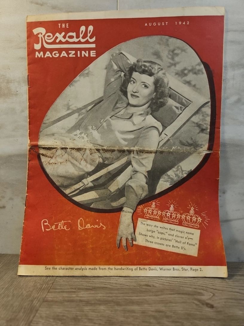 REXALL MAGAZINE magazine side cover  August 1942