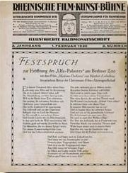 RHEINISCHE FILM-KUNST-BUHNE magazine side cover  1919