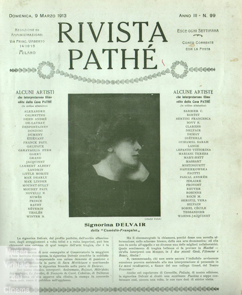 RIVISTA PATHE magazine side cover Issue 99 9 March 1913