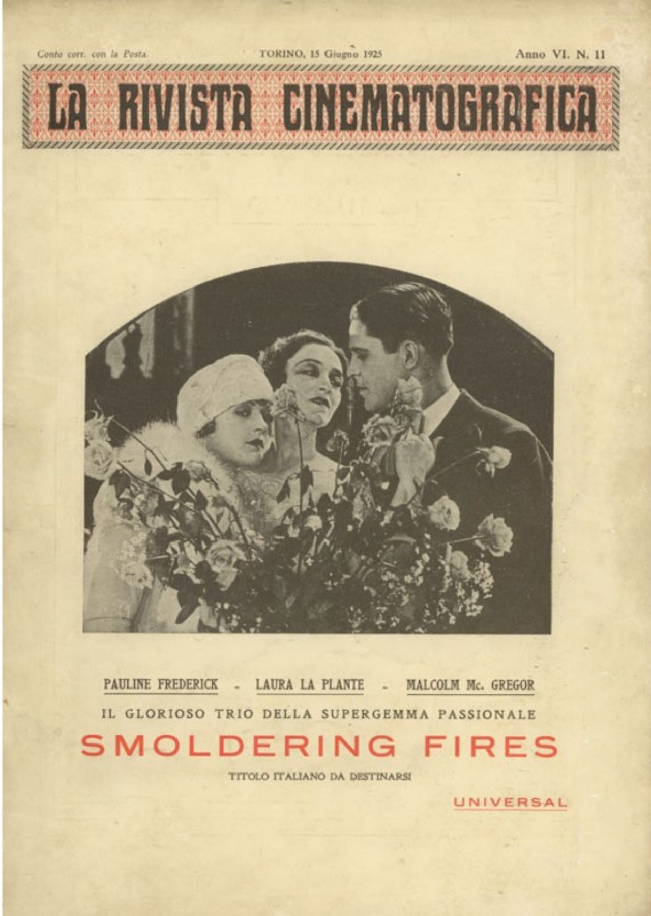 RIVISTA CINEMATOGRAFICA|LA magazine side cover  Vol 6 No  15 15 June 1925