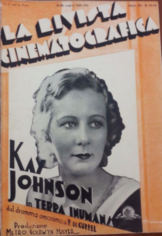RIVISTA CINEMATOGRAFICA|LA magazine side cover 15 July 1931