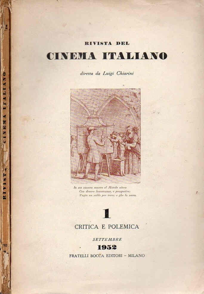 RIVISTA DEL CINEMA ITALIANO magazine side cover Issue 1 September 1952