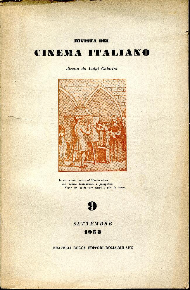 RIVISTA DEL CINEMA ITALIANO magazine side cover Issue 9  September 1953