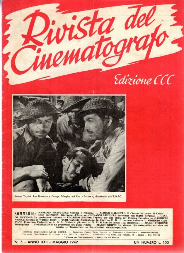 RIVISTA DEL CINEMATOGRAFO magazine side cover  May 1949