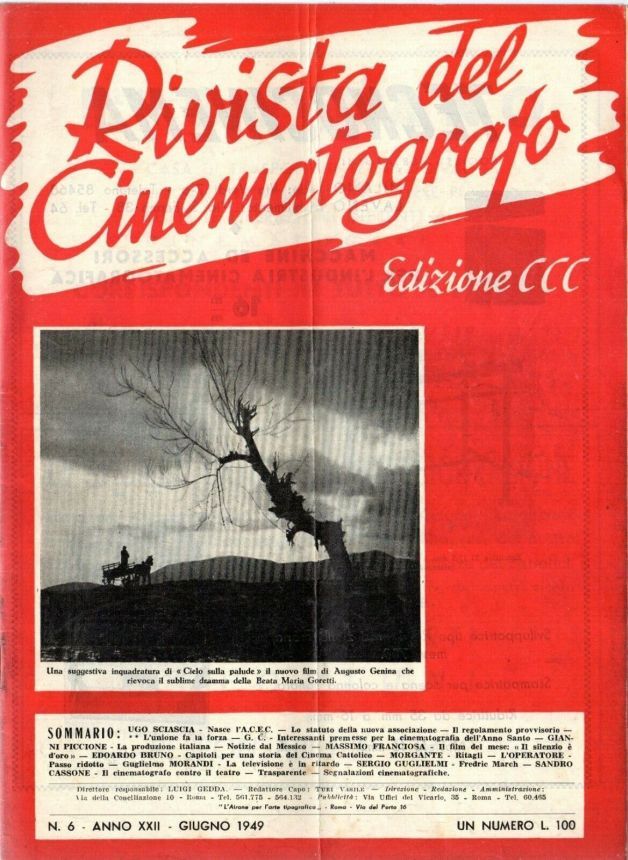 RIVISTA DEL CINEMATOGRAFO magazine side cover  June 1949