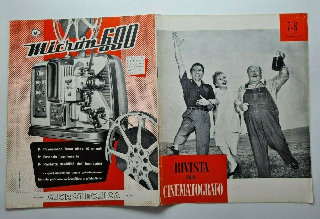 RIVISTA DEL CINEMATOGRAFO magazine side cover  July/August 1957