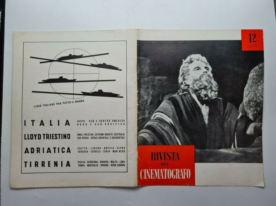 RIVISTA DEL CINEMATOGRAFO magazine side cover  December 1957