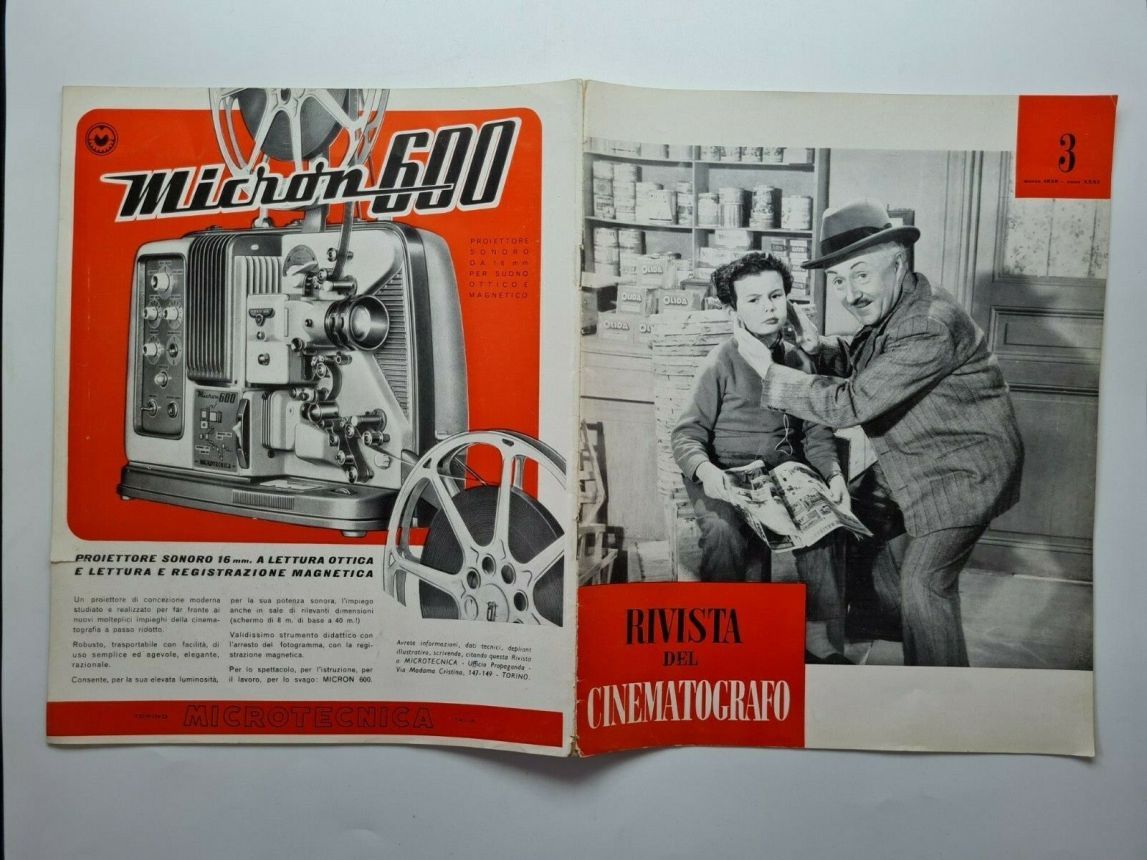 RIVISTA DEL CINEMATOGRAFO magazine side cover  March 1958