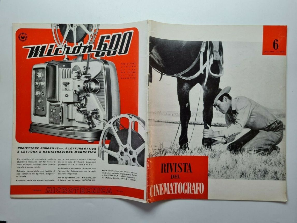 RIVISTA DEL CINEMATOGRAFO magazine side cover  June 1958