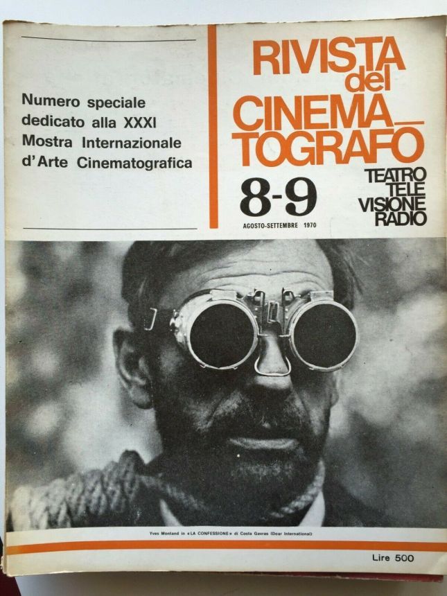 RIVISTA DEL CINEMATOGRAFO magazine side cover  August/September 1970