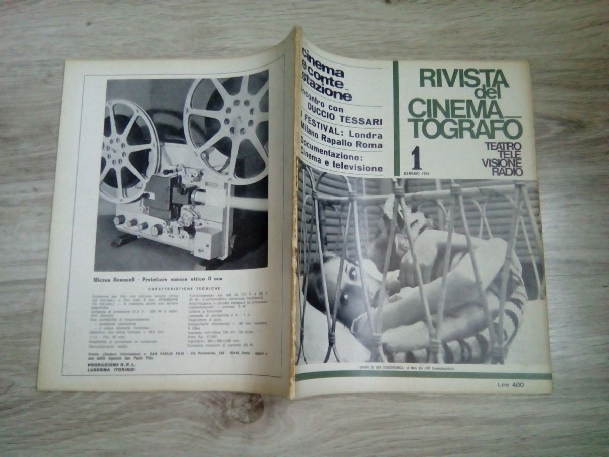 RIVISTA DEL CINEMATOGRAFO magazine side cover  January 1969