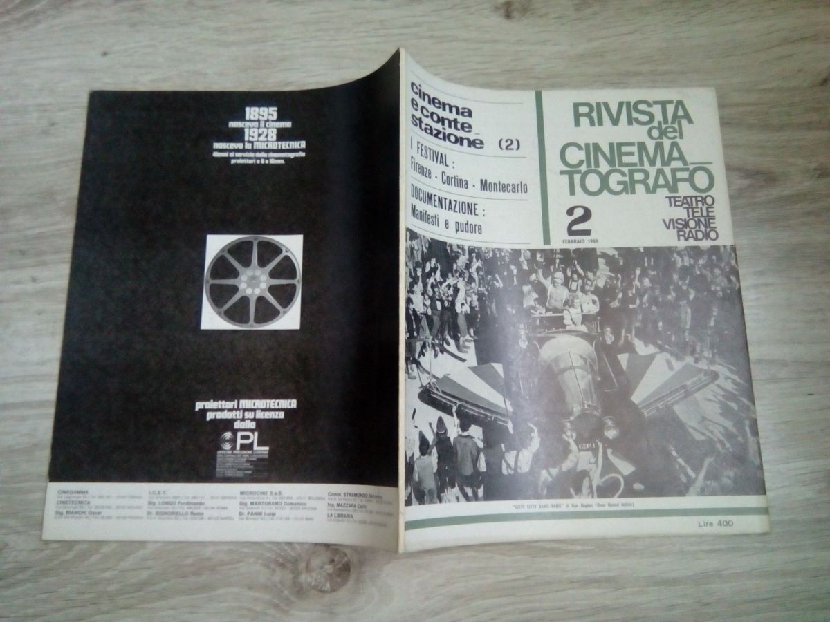 RIVISTA DEL CINEMATOGRAFO magazine side cover  February 1969