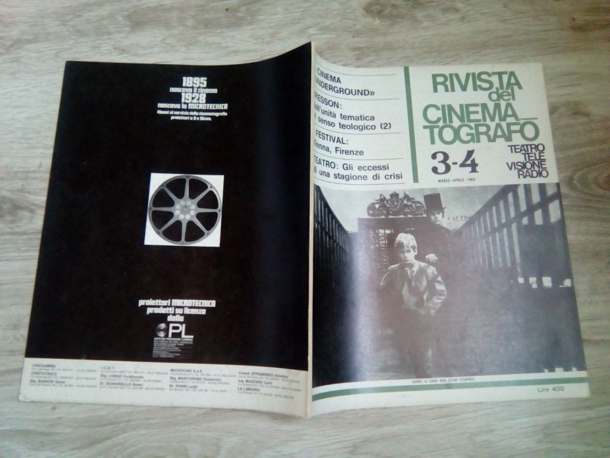 RIVISTA DEL CINEMATOGRAFO magazine side cover  March/April 1969