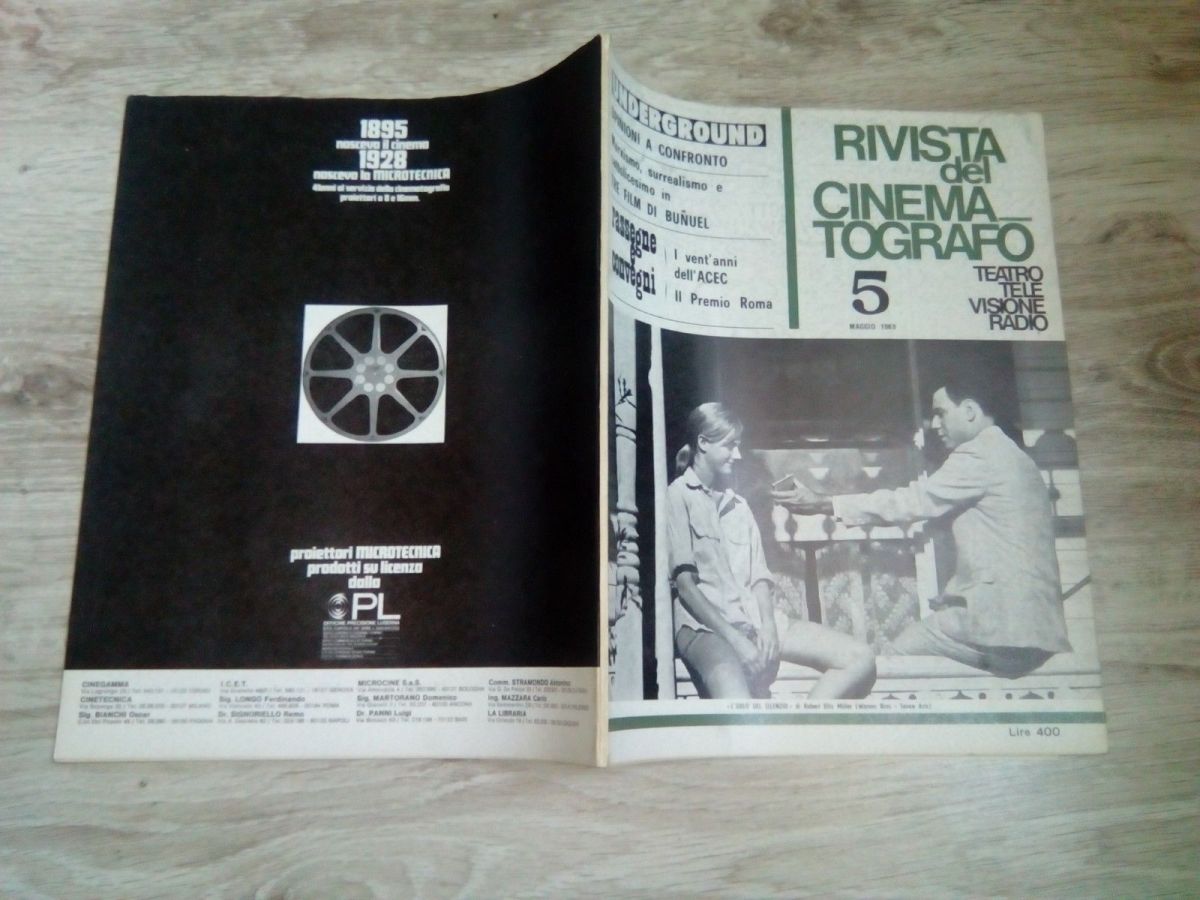RIVISTA DEL CINEMATOGRAFO magazine side cover  May 1969