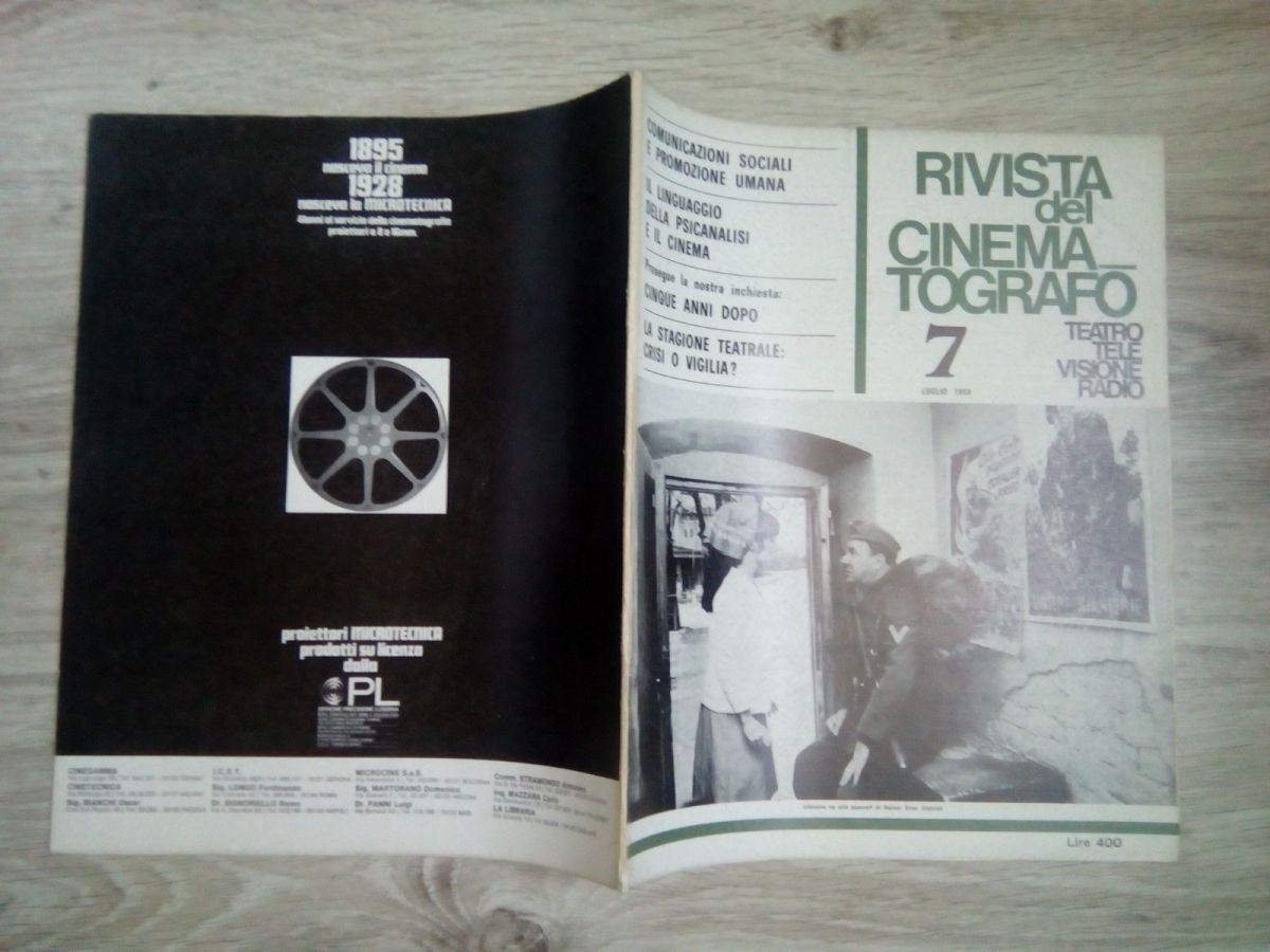 RIVISTA DEL CINEMATOGRAFO magazine side cover  July 1969