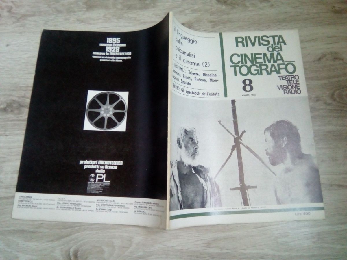 RIVISTA DEL CINEMATOGRAFO magazine side cover  August 1969