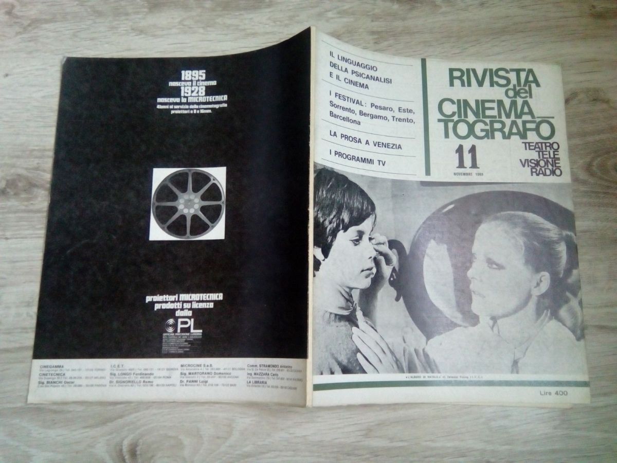RIVISTA DEL CINEMATOGRAFO magazine side cover  November 1969