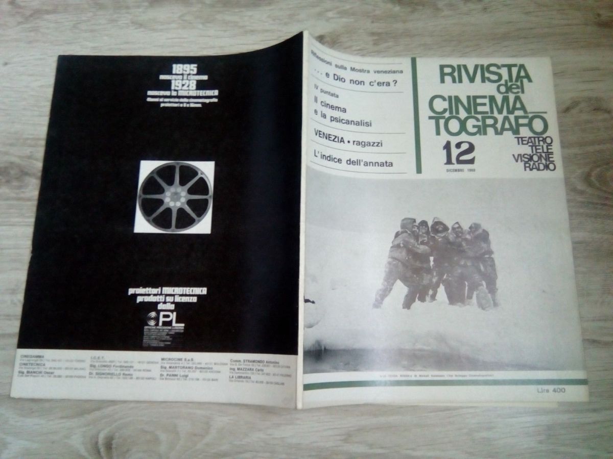 RIVISTA DEL CINEMATOGRAFO magazine side cover  December 1969