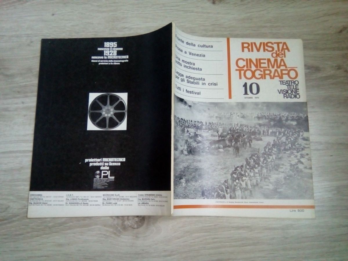 RIVISTA DEL CINEMATOGRAFO magazine side cover  October 1970