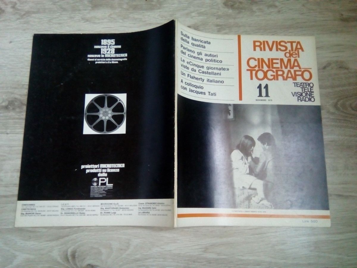 RIVISTA DEL CINEMATOGRAFO magazine side cover  November 1970
