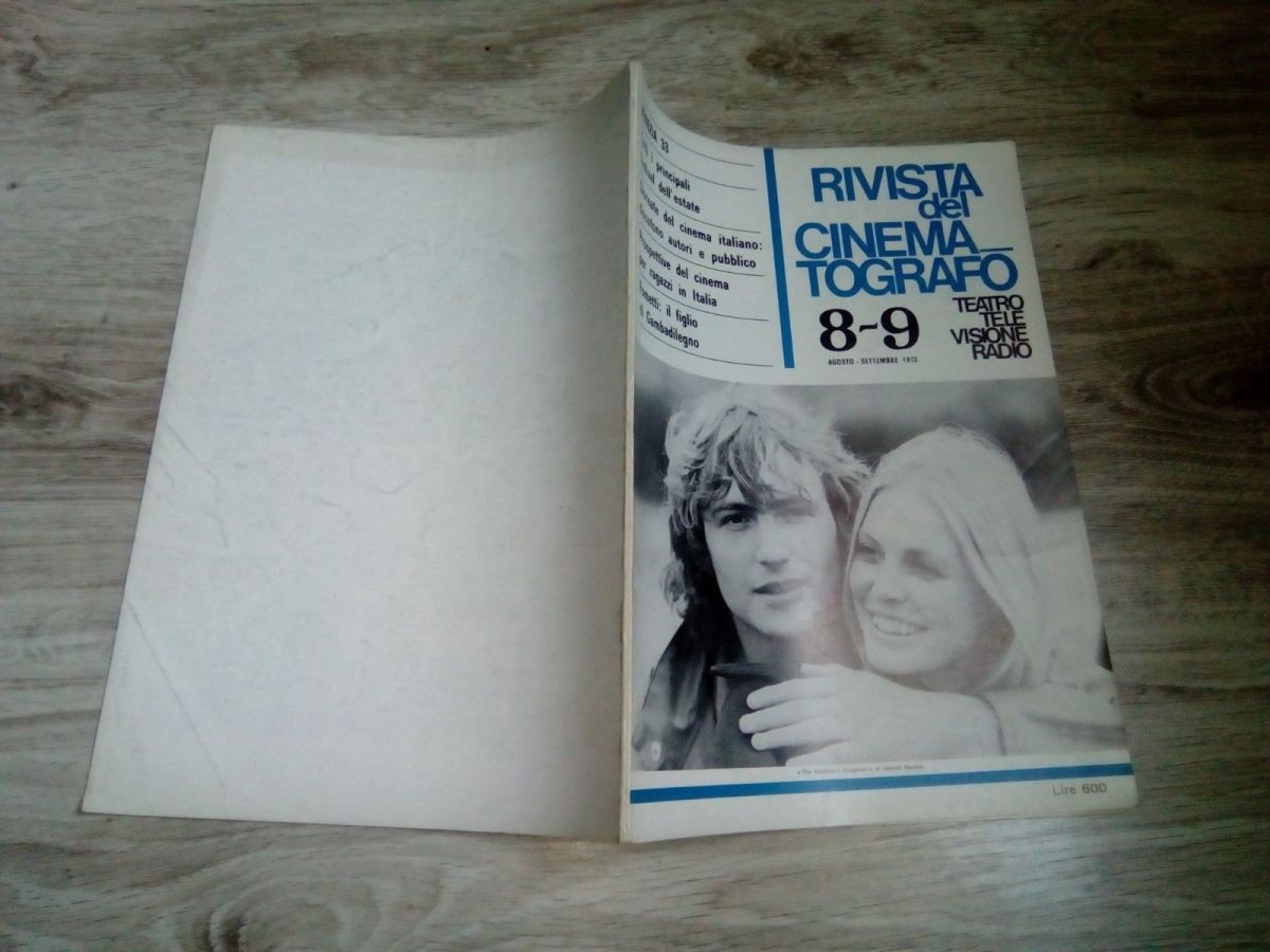 RIVISTA DEL CINEMATOGRAFO magazine side cover  August/September 1972