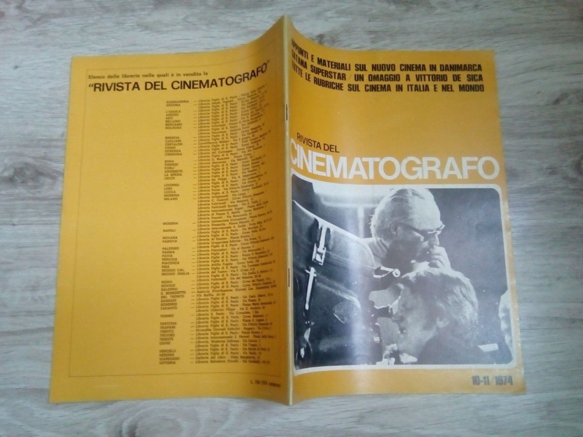 RIVISTA DEL CINEMATOGRAFO magazine side cover  October/November 1974