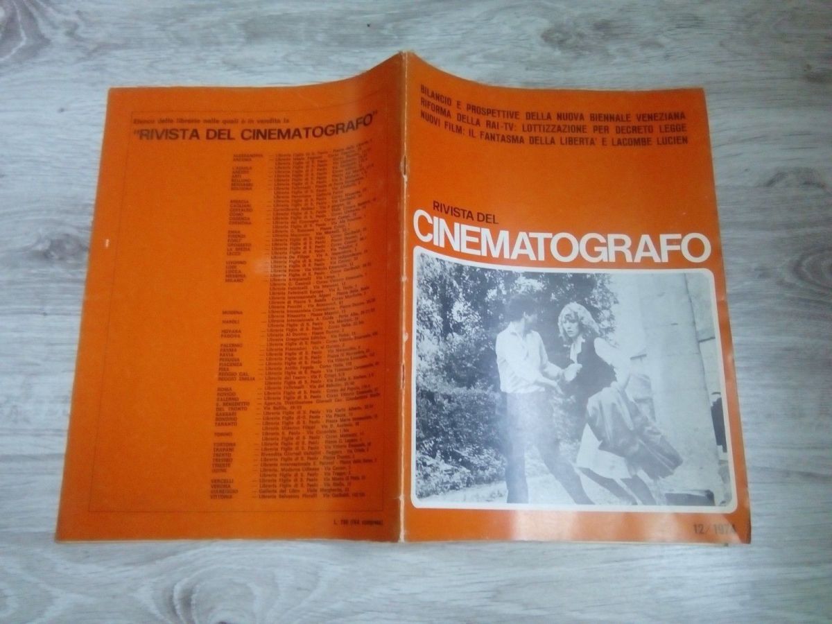 RIVISTA DEL CINEMATOGRAFO magazine side cover  December 1974