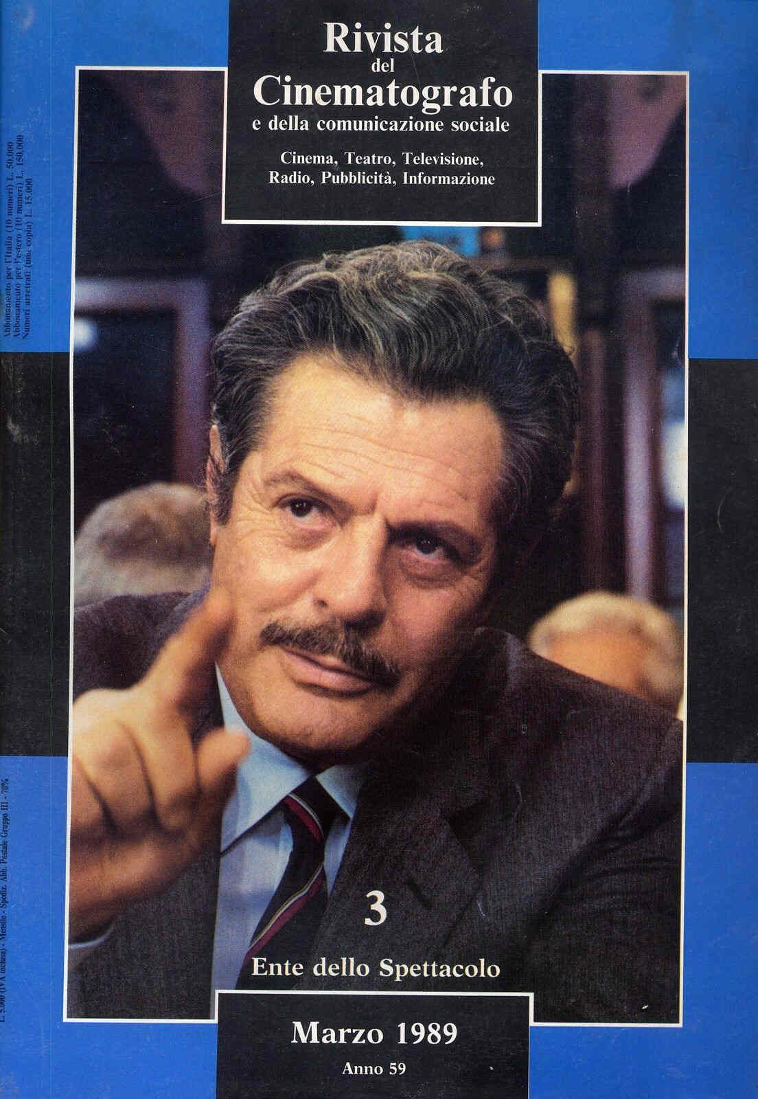 RIVISTA DEL CINEMATOGRAFO magazine side cover March 1989