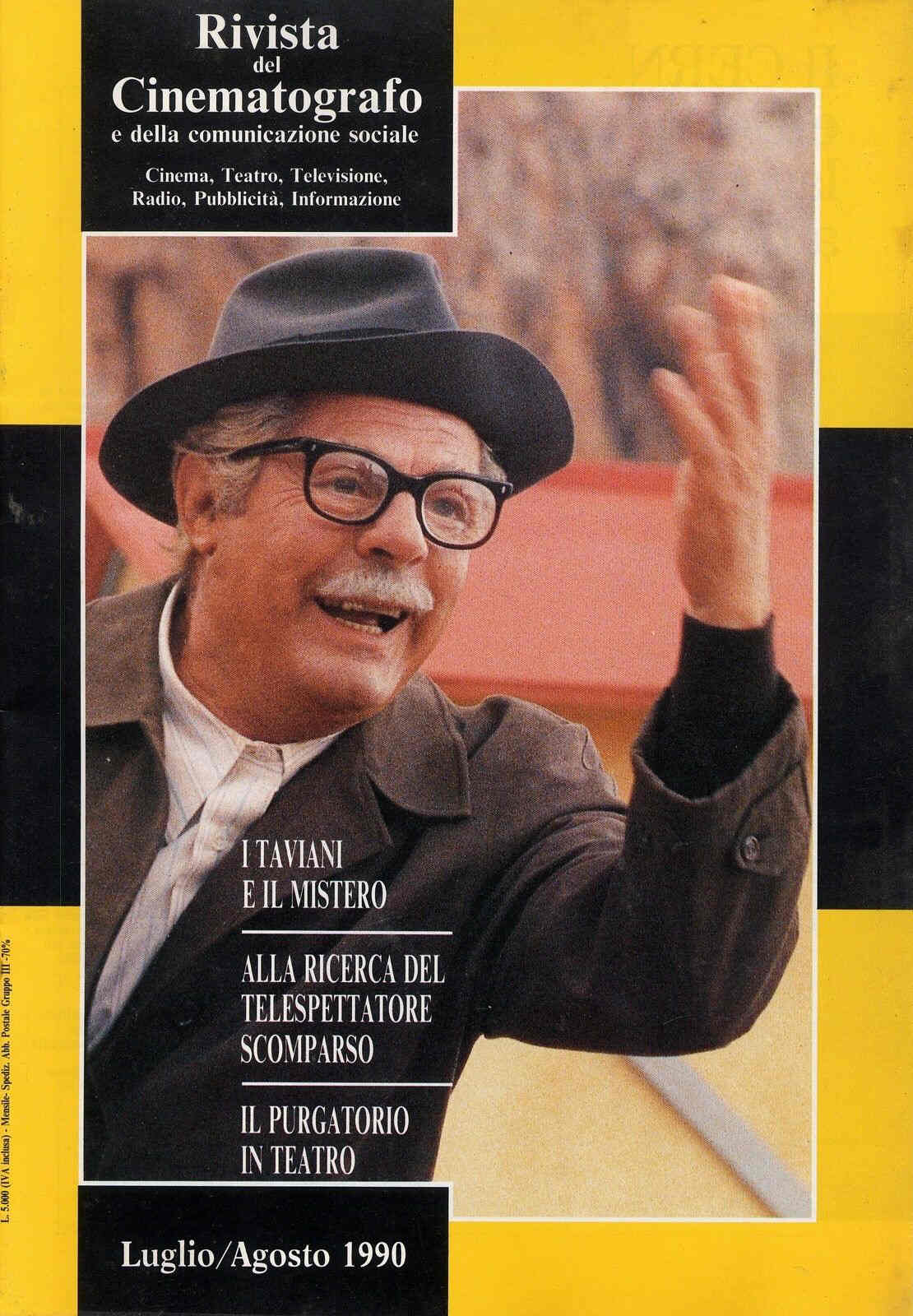 RIVISTA DEL CINEMATOGRAFO magazine side cover July/August 1990