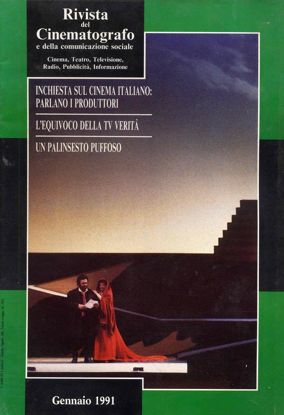 RIVISTA DEL CINEMATOGRAFO magazine side cover January 1991