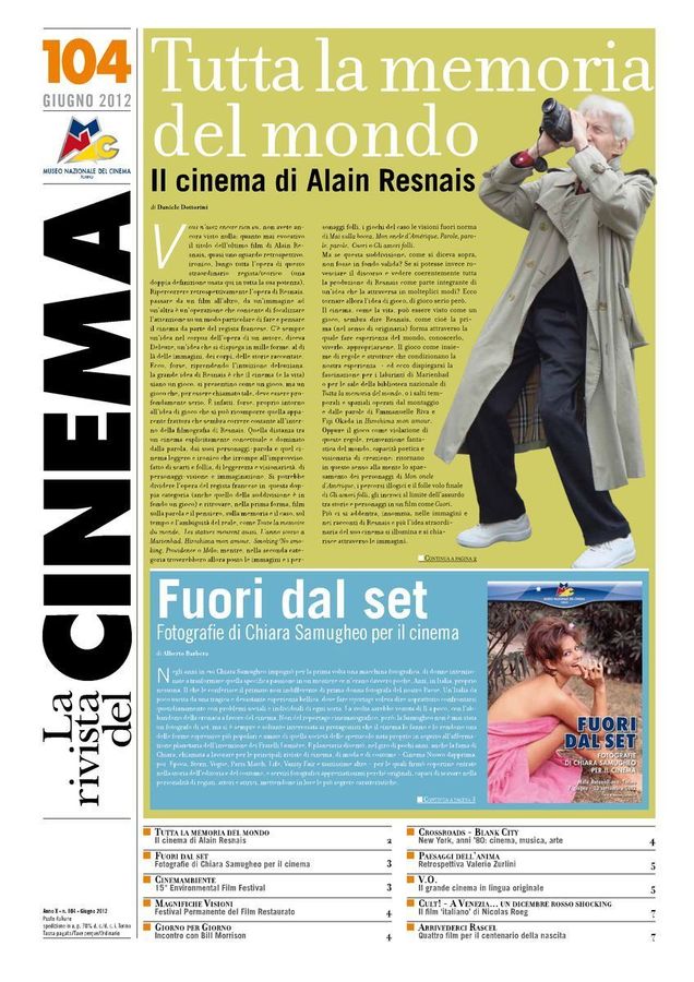 RIVISTA DEL CINEMA magazine side cover Issue 104 June 2012