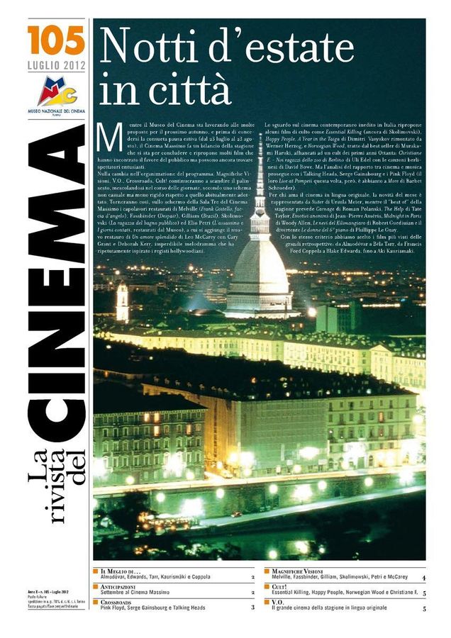 RIVISTA DEL CINEMA magazine side cover Issue 105 July 2012