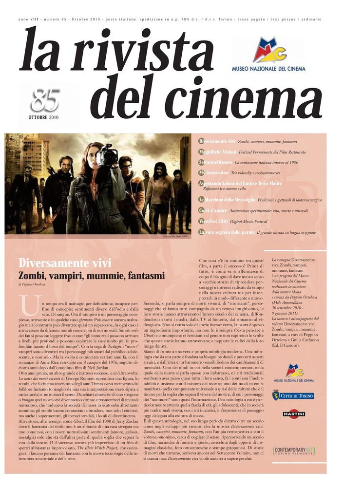 RIVISTA DEL CINEMA magazine side cover Issue 85 October 2010