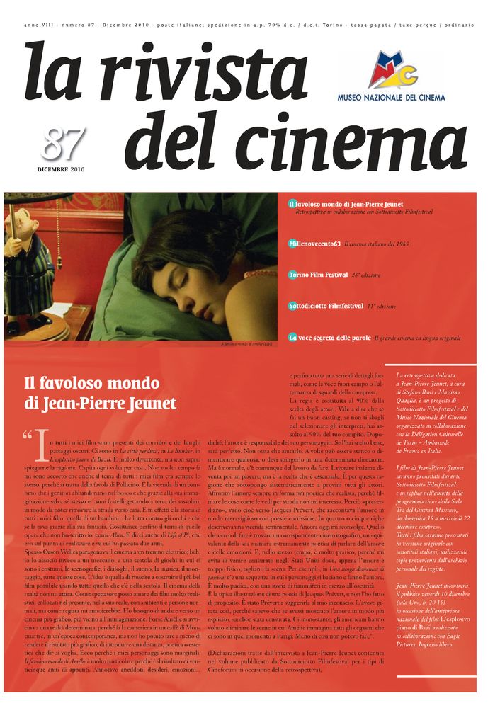 RIVISTA DEL CINEMA magazine side cover Issue 87 December 2010