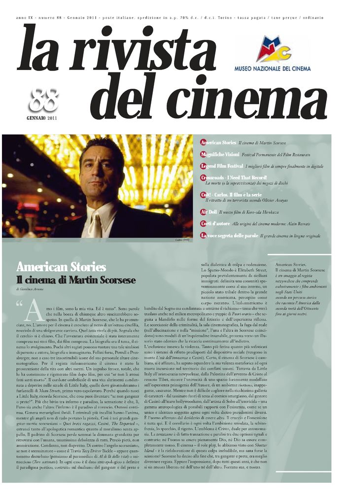 RIVISTA DEL CINEMA magazine side cover Issue 88 January 2011