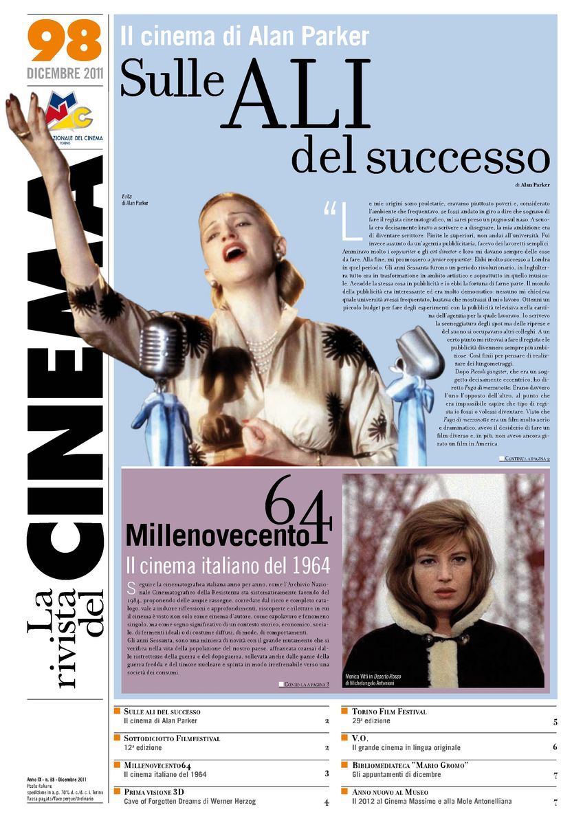 RIVISTA DEL CINEMA magazine side cover Issue 98 December 2011