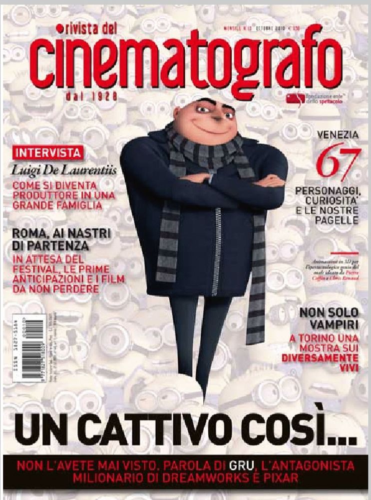 RIVISTA DEL CINEMATOGRAFO magazine side cover October 2010