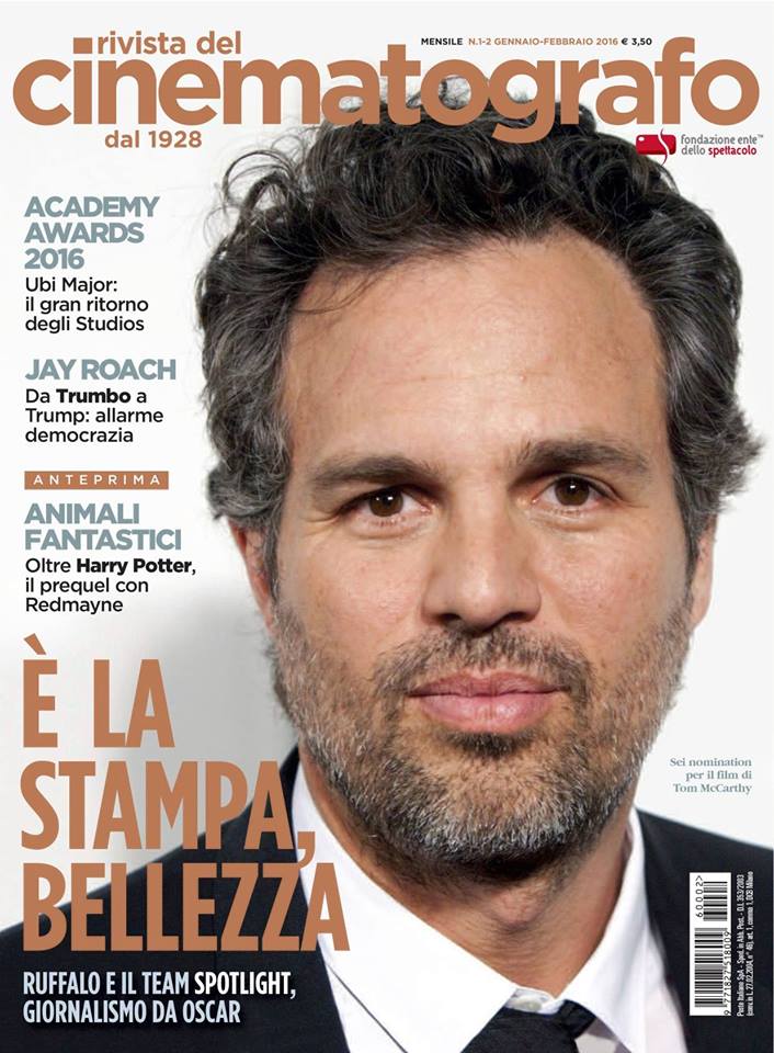 RIVISTA DEL CINEMATOGRAFO magazine side cover January/February 2016