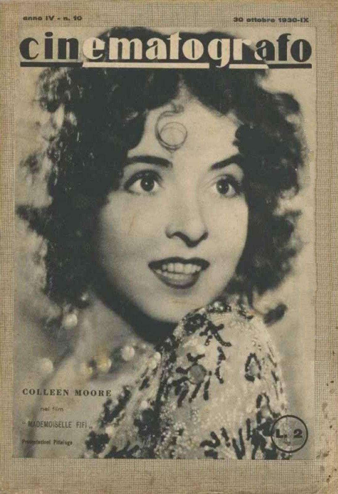 RIVISTA DEL CINEMATOGRAFO magazine side cover Issue 10 30 October 1930