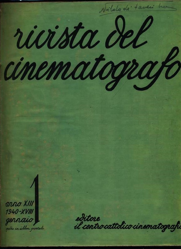 RIVISTA DEL CINEMATOGRAFO magazine side cover Issue 1  January 1940