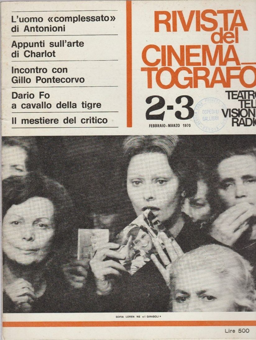 RIVISTA DEL CINEMATOGRAFO magazine side cover Issue 2-3  February/March 1970