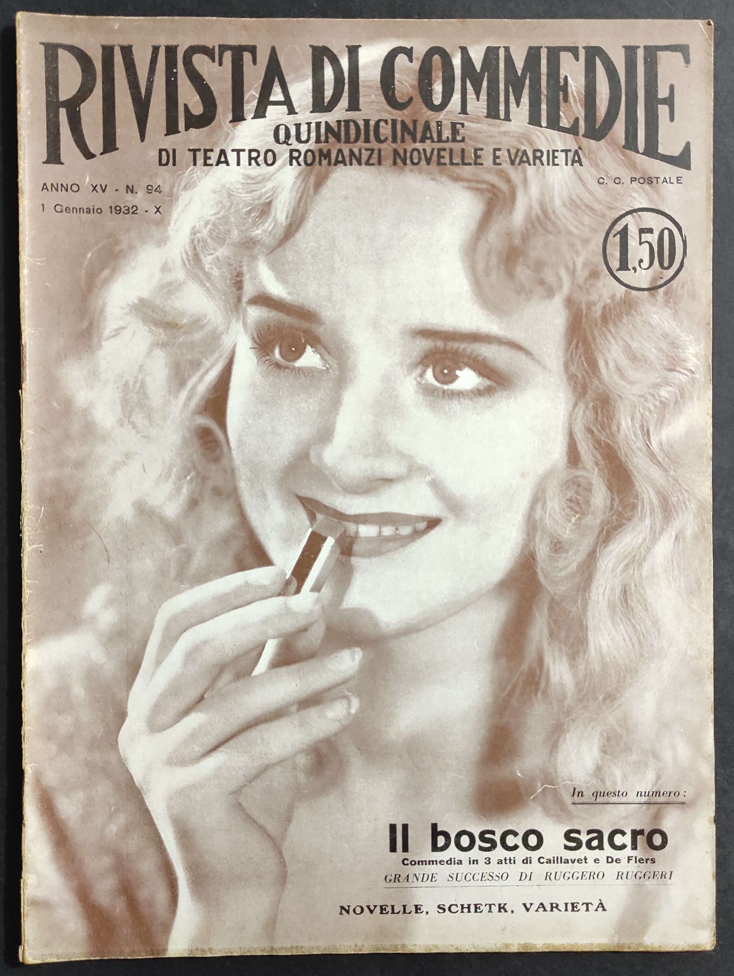 RIVISTA DI COMMEDIE magazine side cover Issue 94 1 January 1932