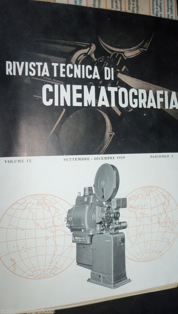 RIVISTA TECNICA DI CINEMATOGRAFIA magazine side cover September/December 1959