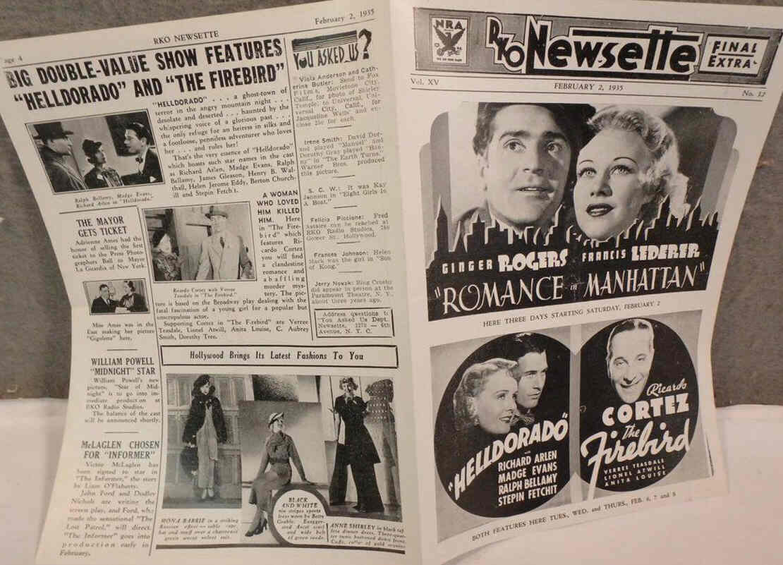 RKO NEWSETTE magazine side cover  Vol 15 #12 2 February 1935