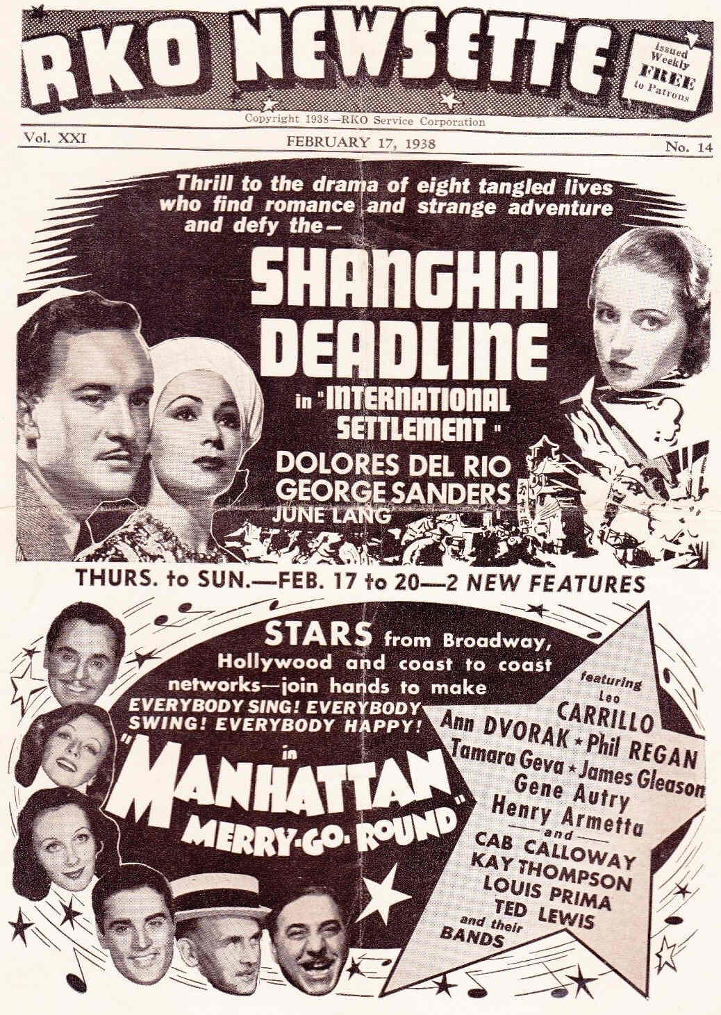 RKO NEWSETTE magazine side cover  Vol 21 #14 17 February 1938