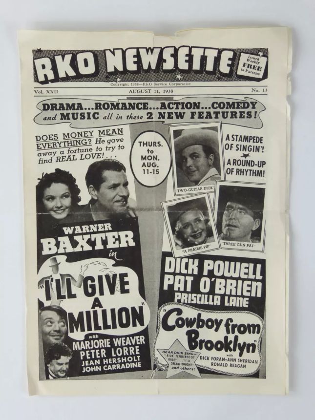RKO NEWSETTE magazine side cover  Vol 22 #13 11 August 1938