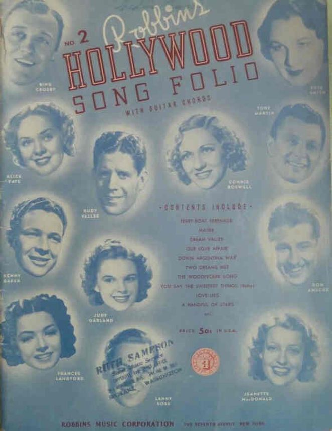 ROBBINS HOLLYWOOD SONG FOLIO magazine side cover Issue 2   1935