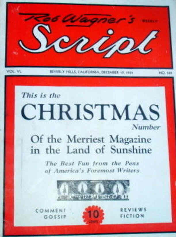 ROB WAGNERS SCRIPT magazine side cover 19 December 1931